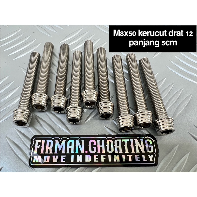 Probolt baut kerucut M8x50 drat 12 panjang 5cm (Perbiji)