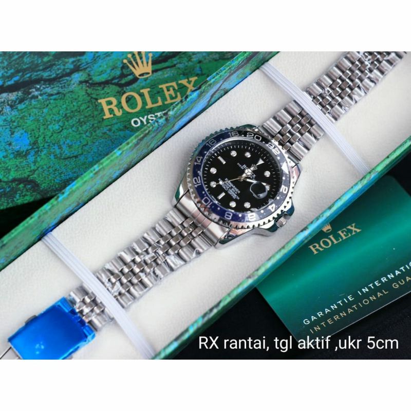 Jam Tangan Rolex Submariner Rantai Stainliss Free Box Terlaris Tanggal Aktif