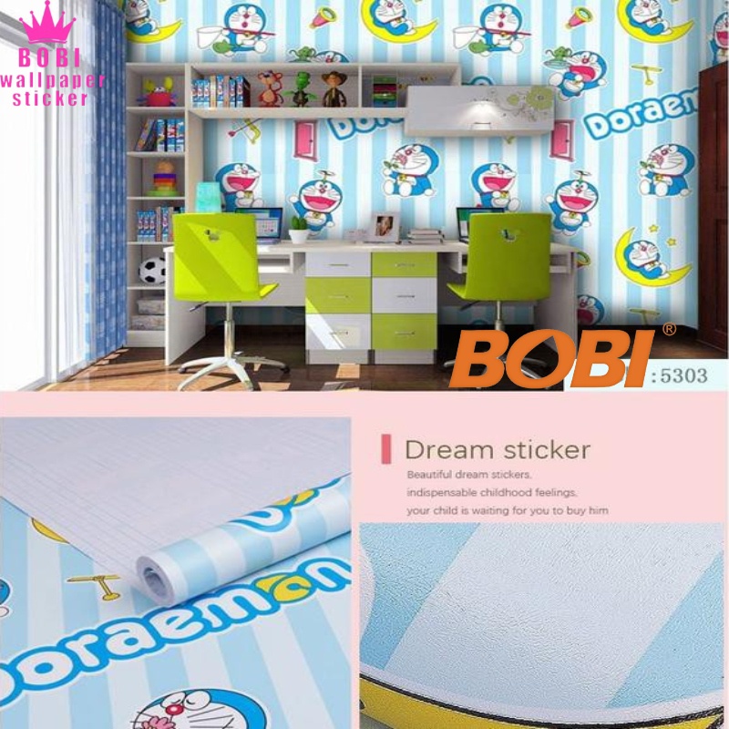 Wallpaper Dinding Sticker 5303 Doraemon / Wallpaper Sticker PVC Uk. 9mx45cm