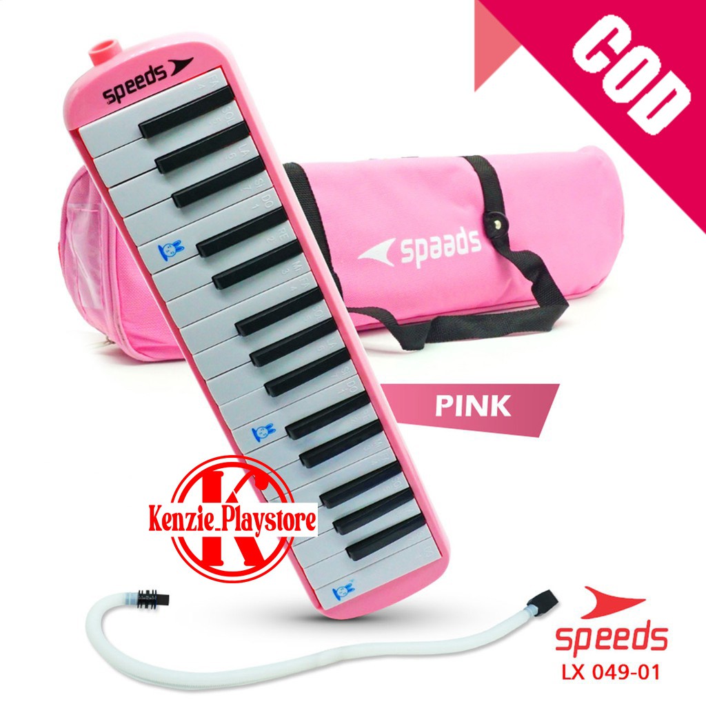 049-2 Speeds Alat Musik Pianika Tas Set Keyboard Mainan Anak Perlengka - Merah Muda