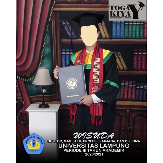 Set toga wisuda Unila/toga wisuda sarjana/toga vokasi/toga diploma/toga custom/atribut wisuda custom