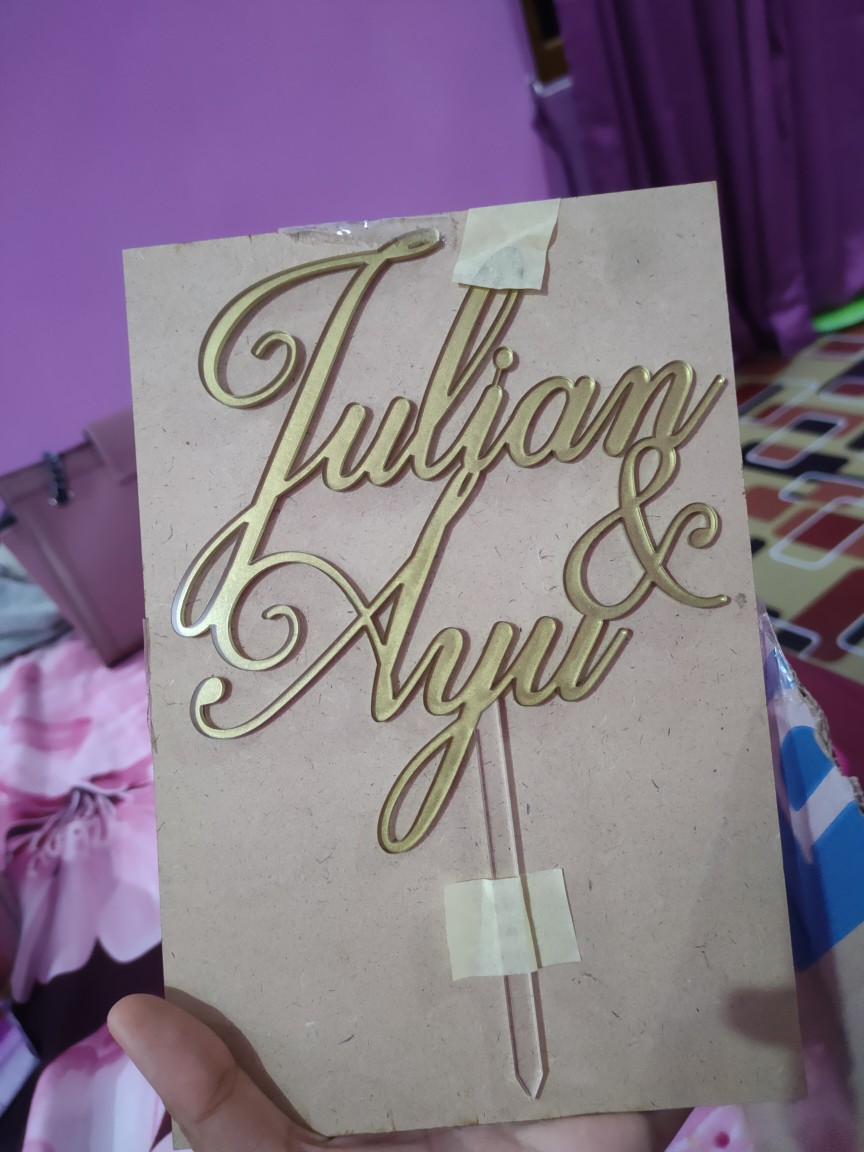 Wedding Couple Name / Nama Pasangan Pernikahan Custom Cake Topper