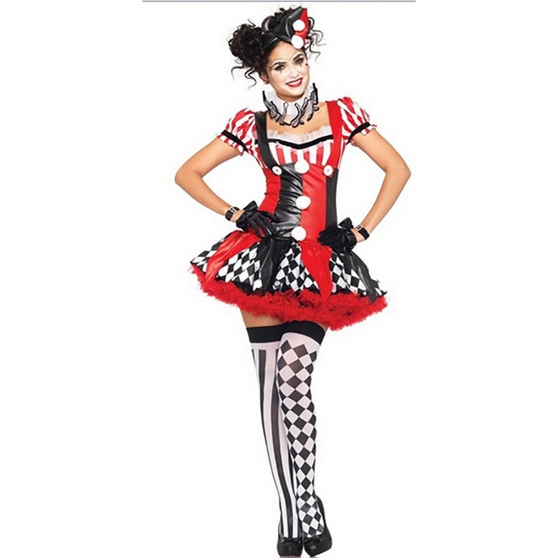 PREORDER Vashejiang Wanita Kostum Badut Dewasa Lucu Wanita Sirkus Badut Cosplay Karnaval Halloween K