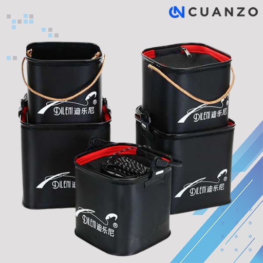 Ember Lipat Mancing Ikan Folding Model Rope 19x19x18cm / Ember Tempat Wadah Lipat Mancing Memancing Pancing Ikan Bucket Satu Set Portable / Ember Ikan Pancing Mancing Lele Koi Lipat Cupang Hidup Besar Praktis Anti Air Waterproof Jumbo Murah Original