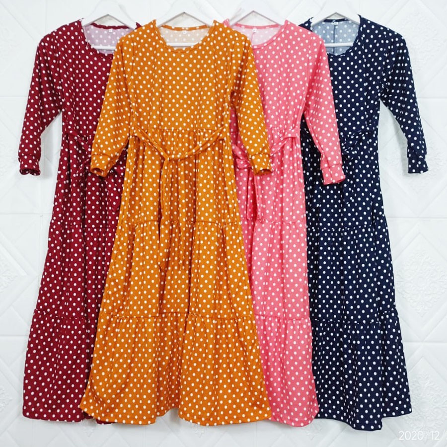 Carlina - Gamis Anak Polkadot Onde 3 Tingkat Susun 4-13 Tahun Kids Perempuan Dress Maxy