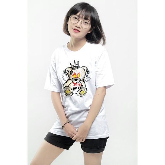 Kaos distro pria putih tedy bear kekinian | kaos cowok simple keren | kaos terbaru 2022 | kaos viral tiktok | kaos oversize | kaos oblong pria