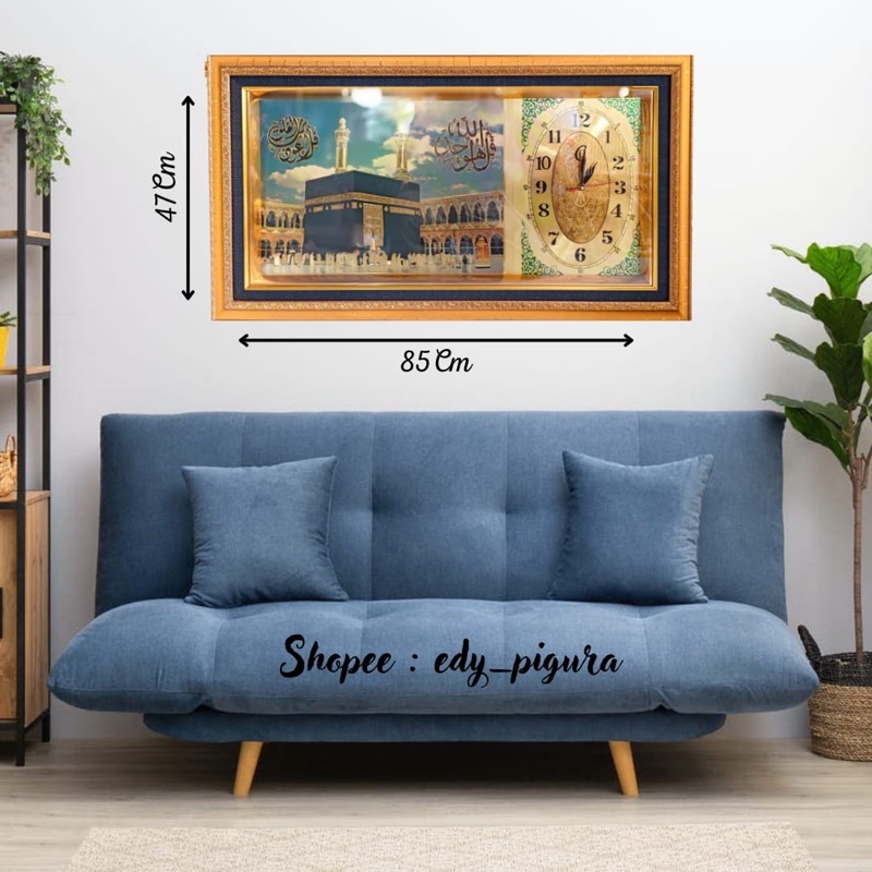 jam kaligrafi makkah 50x85cm / JAM DINDING / DEKORASI / HIASAN DINDING