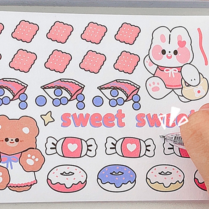50 Lembar Stiker Kertasselotip Washi Motif Kartun Lucu Kapasitas Besar Untuk Dekorasi Scrapbook DIY
