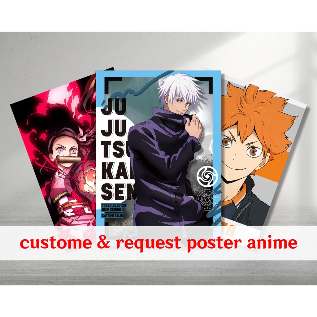 Poster A4 Custome Request Anime Game - One Piece - Jujutsu Kaisen - Kimetsu no Yaiba - Shingeki no Kyojin - Spy X Family