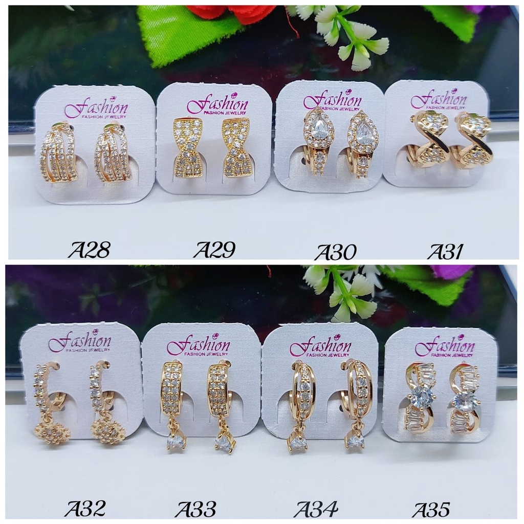 Anting permata lapis emas perhiasan xuping jewelry A28-A35