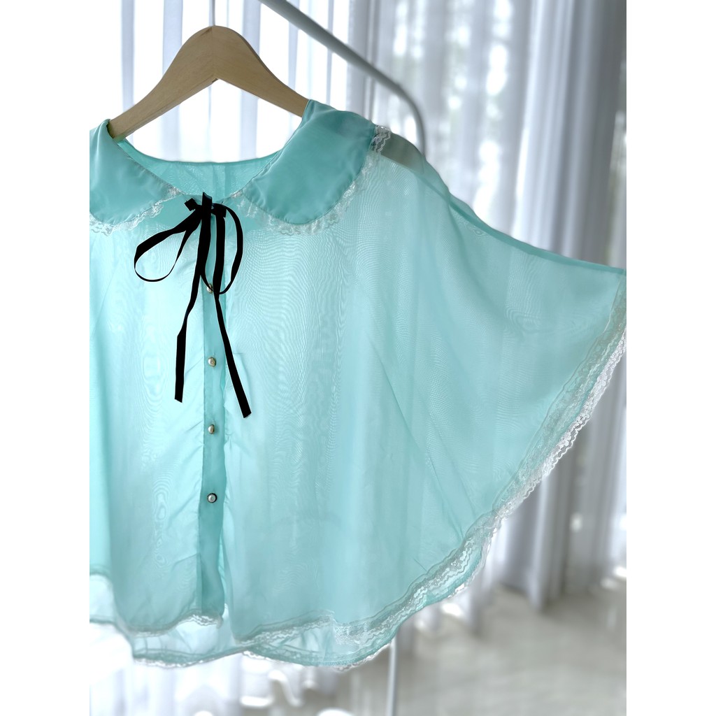 Blouse Vintage Renda / Blouse Pastel Korea / Blouse Lengan Kelelawar / Vintage Batwing Blouse