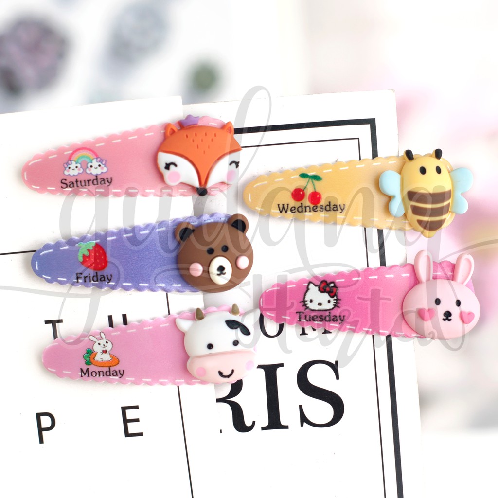 Jepit Rambut BB Hewan Hairclip Cow Rabbit Fox Bear Bee Animal GH 201051