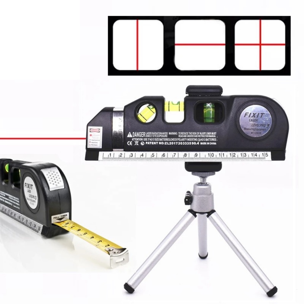FIXIT LEVELPRO3 Penggaris Laser Waterpass Laser Meteran Laser Manual 250cm Horizontal dan Vertikal