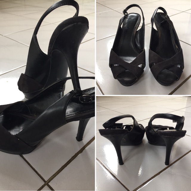 Heels Charles & Keith size 37 Warna Hitam Tali Belakang