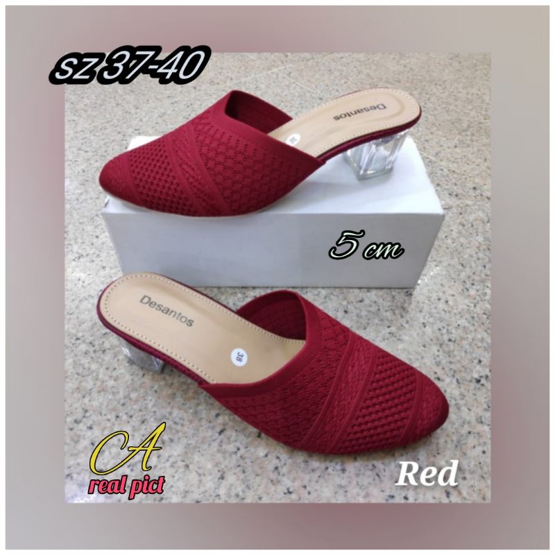 SEPATU SLOP BAHAN RAJUT IMPORT HAK KACA 5 CM ELEGANT TERBARU