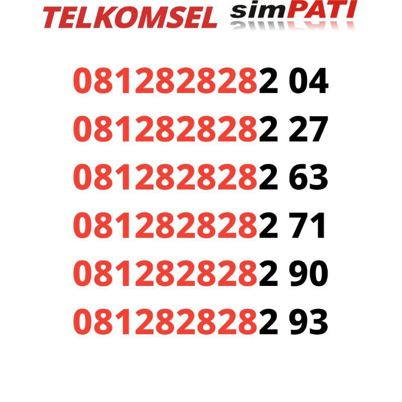 nomor cantik TELKOMSEL simpati 2828282 atau 828282