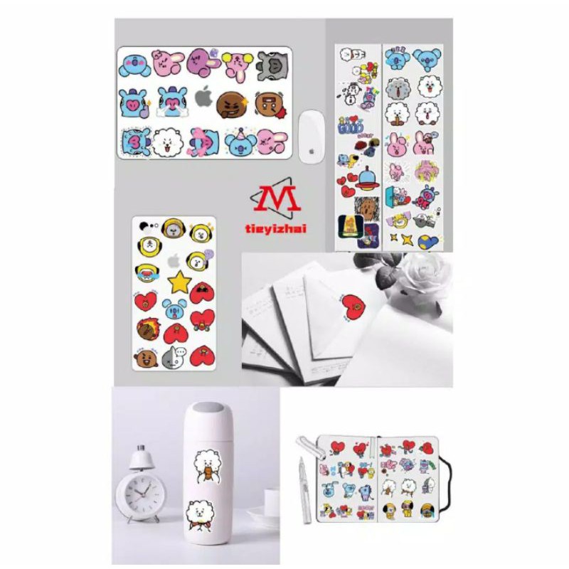 40Pcs Stiker Kpop Type A Decal Kpop BTS Bangtan Boys bt21 Kartun untuk Scrapbook