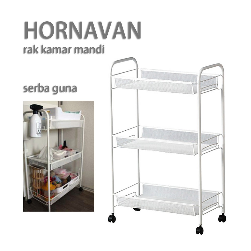 rak serba guna HORNAVAN Rak Troli Roda Trolley Barang Makanan