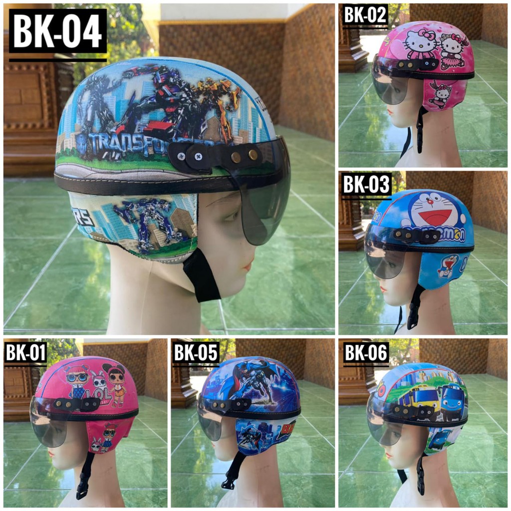 Helm Anak retro Kulit Motif Kaca Karakter ADINOVA / HELM ANAK INDONESIA