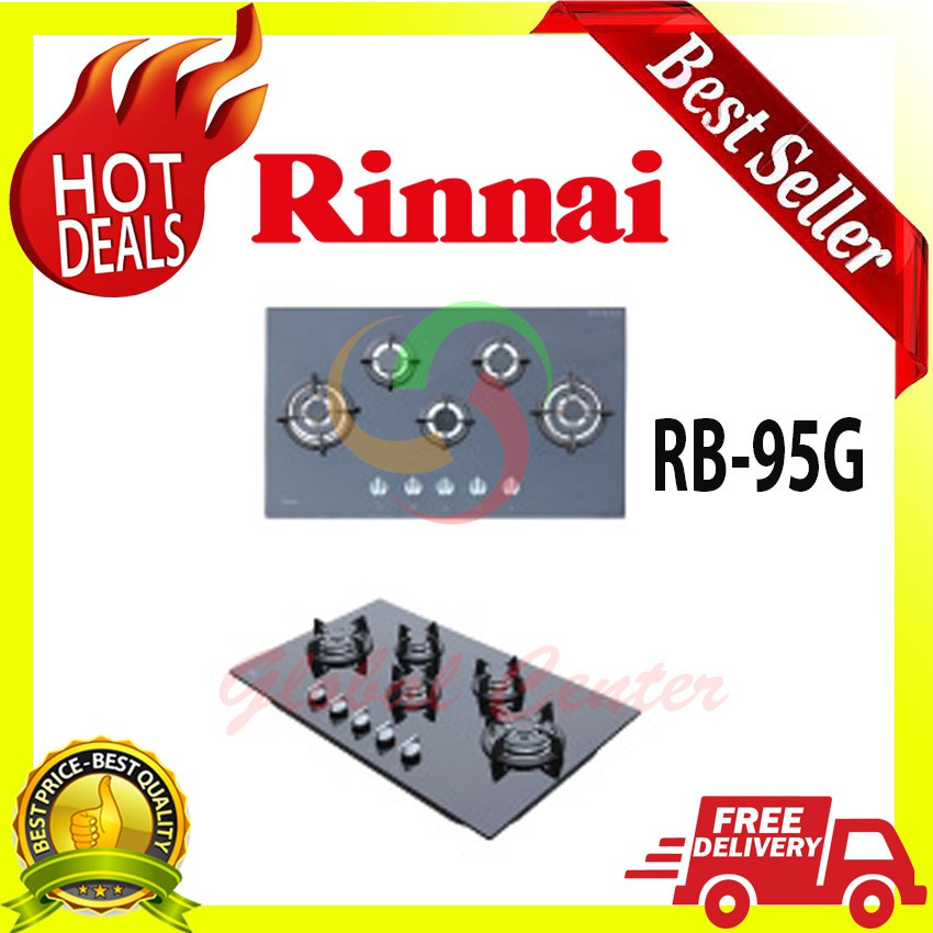 Built-in Gas Hob Kompor Gas Tanam 5 Tungku Rinnai RB-95G
