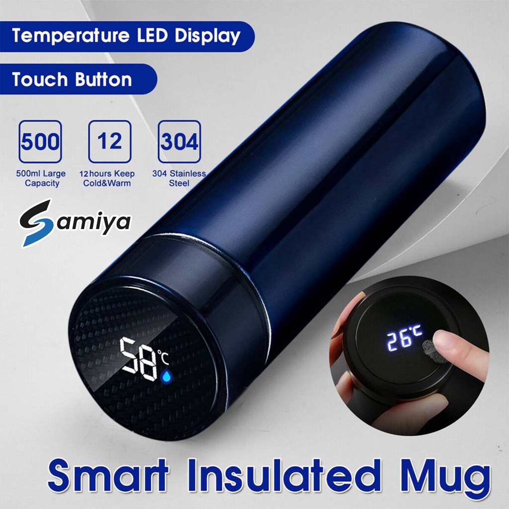 tumbler thermos stainless smart temperature LED cup 500ml / termos thermometer botol vacuum minuman ( menerima custom LOGO )