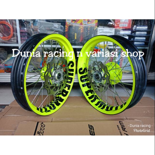 Velg Supermoto KLX 150 - DTracker 150 ring 17 lebar Custome Tulisan Supermoto paketan sama rakit