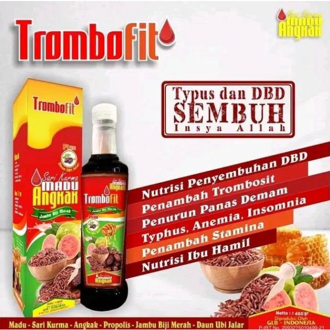 

Trombofit Sarikurma Madu Angkak Propolis Lumbricus Ubi jalar 460gr - Obat Types Dan DBD