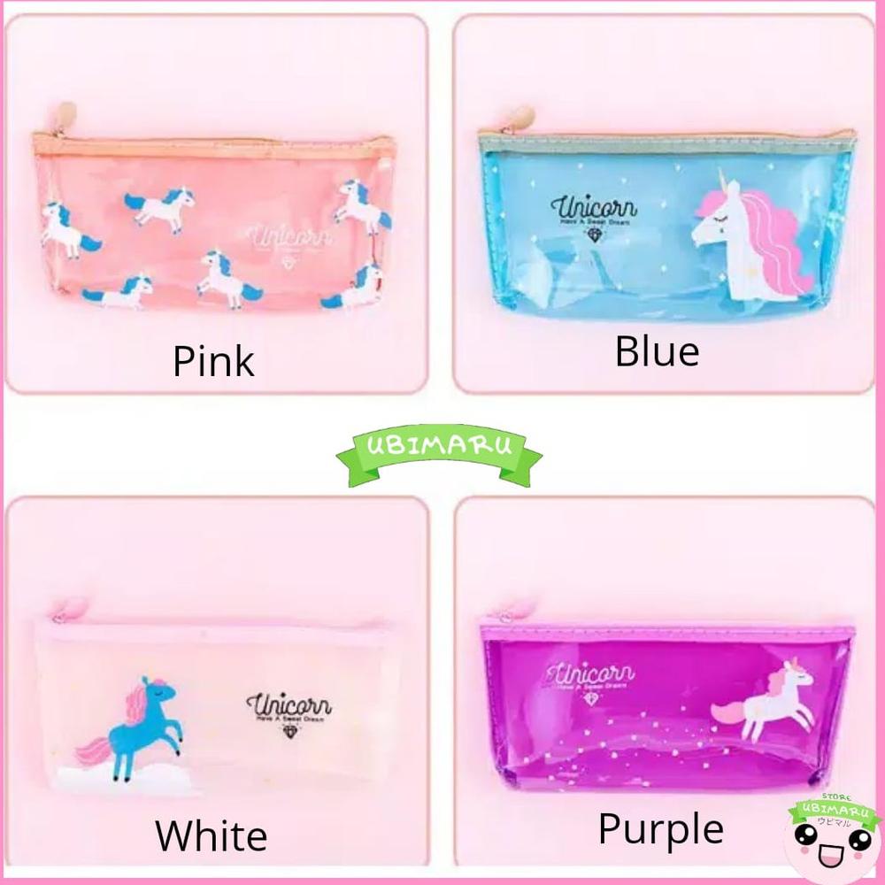 

[PRODUK IKDYJ] [UBIMARU] UNICORN TRANSPARENT PENCIL CASE - TEMPAT PENCIL TRANSPARAN - UNICORN BAG SFM