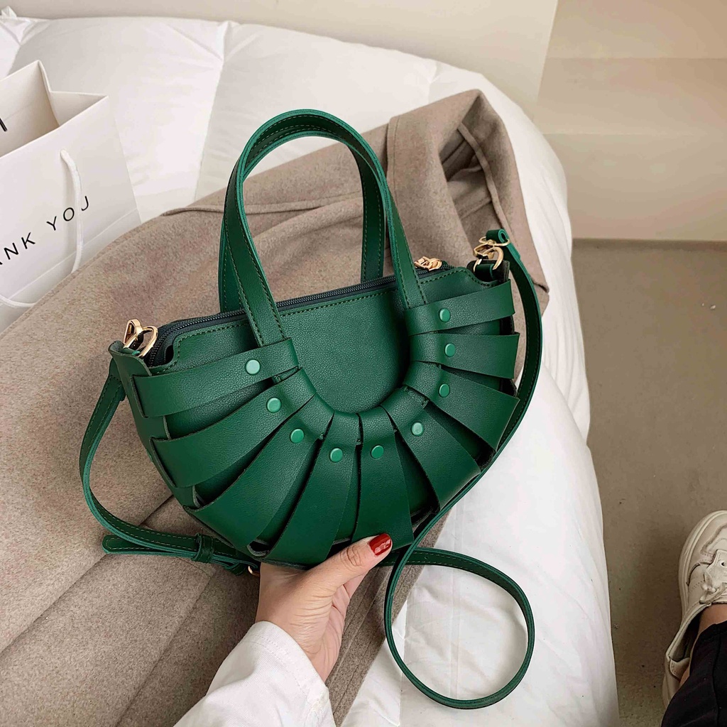 BJ61735 - BLACK/COFFEE/GREEN/KHAKI/WHITE - TAS SLEMPANG OVAL JINJING TOTEBAG HANDBAG TAS WANITA FASHION IMPORT MODIS ELEGAN TERMURAH TERLARIS TERBARU BAGSTORE JAKARTA TAS BATAM ZCJ1735