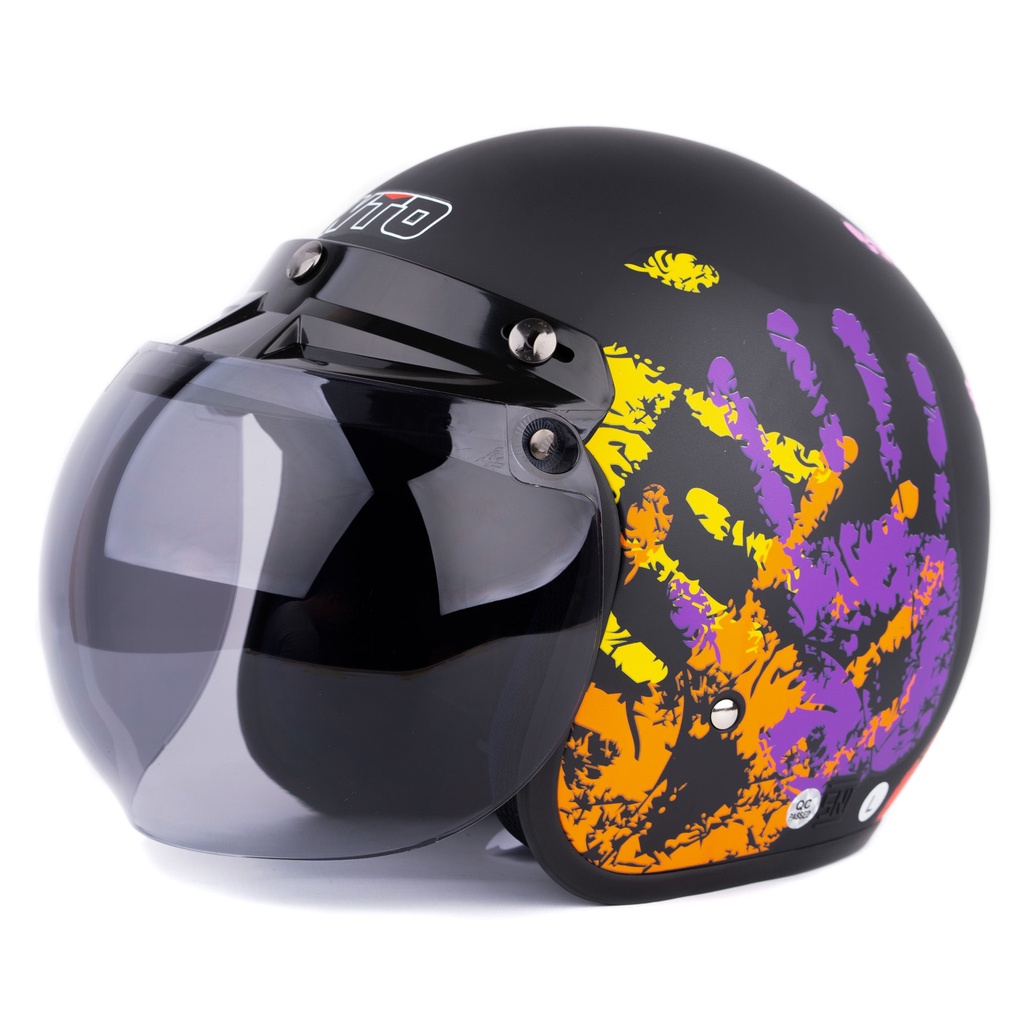 [Helm Dewasa] WTO Helm Retro - Telapak - Hitam Doff