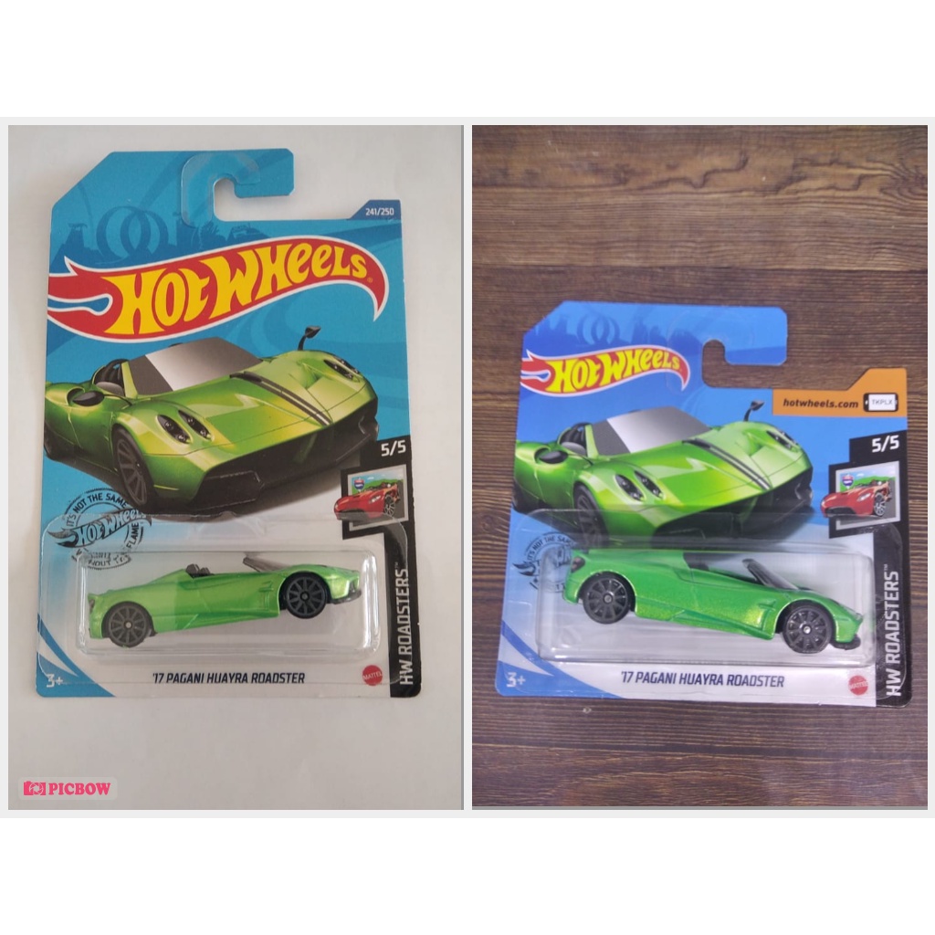 Diecast Hot Wheels 17 PAGANI HUAYRA ROADSTER Hijau HW Shortcard Reguler Hotwheels Lot P 2021