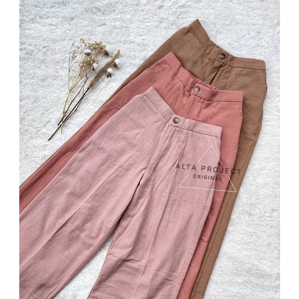 CELANA LINEN WANITA KULOT LINEN KULOT LINEN WARNA BOYFRIEND KULOT LINEN KULOT PUTIH HITAM PUTIH ABU