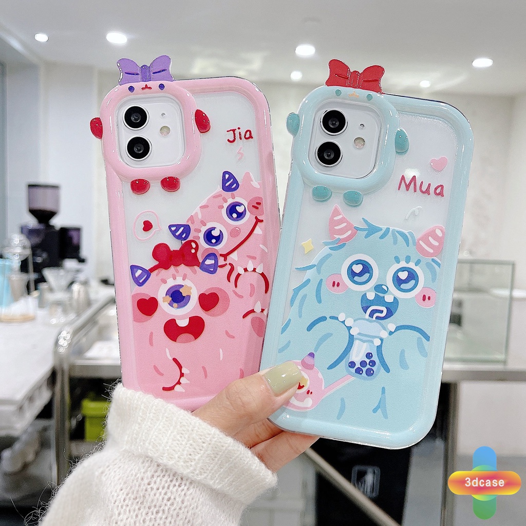 Soft Case Compatible For IPhone 6 7 6S 8 14 Plus XR 11 12 13 14 PRO MAX X XS MAX 11 12 13 Se 2020 6SPlus 7Plus 6Plus 8Plus 14Plus XSMAX Pink Little Monster Transparent Case