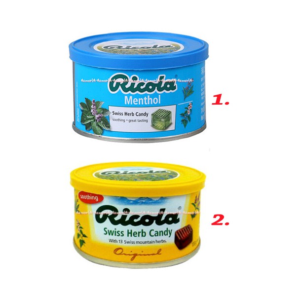 Ricola Swiss Herb Candy Original Menthol 100gr Rikola Kaleng Permen Melegakan Tenggorokan Ricolla