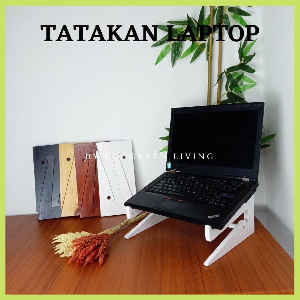 COD - Stand Holder Laptop Stik Kayu Meja Stand Monitor Portable Unik Minimalis