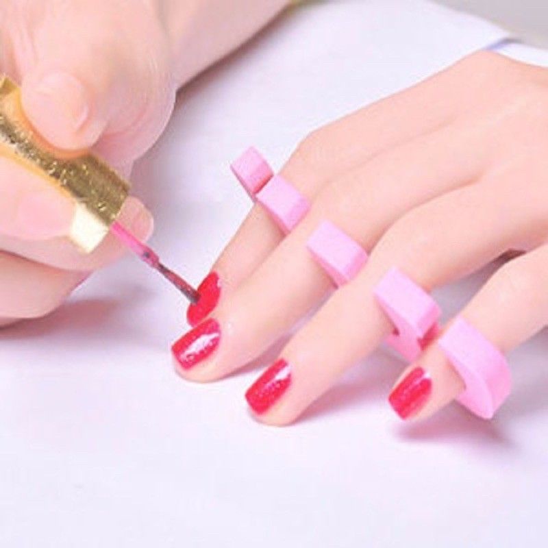 SEPASANG PEMISAH JARI NAIL ART ALAT MANICURE / FINGER TOE SEPARATOR pink / orange