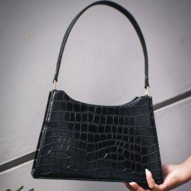 Tas Tangan Wanita Bahan Croco Cheryl Handbag GRATIS Pouch