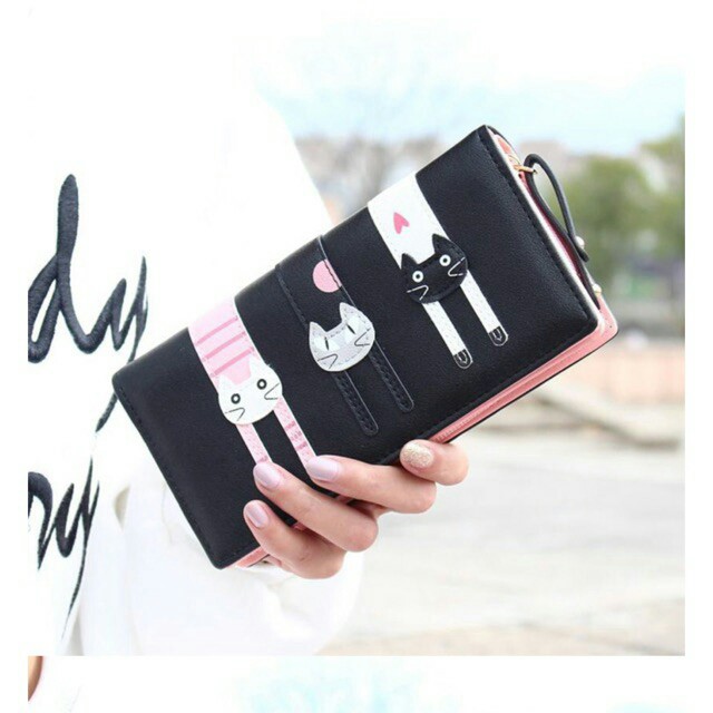 YA 093 - Wallet / Dompet Wanita Lipat Panjang fashion korea Triple Cat