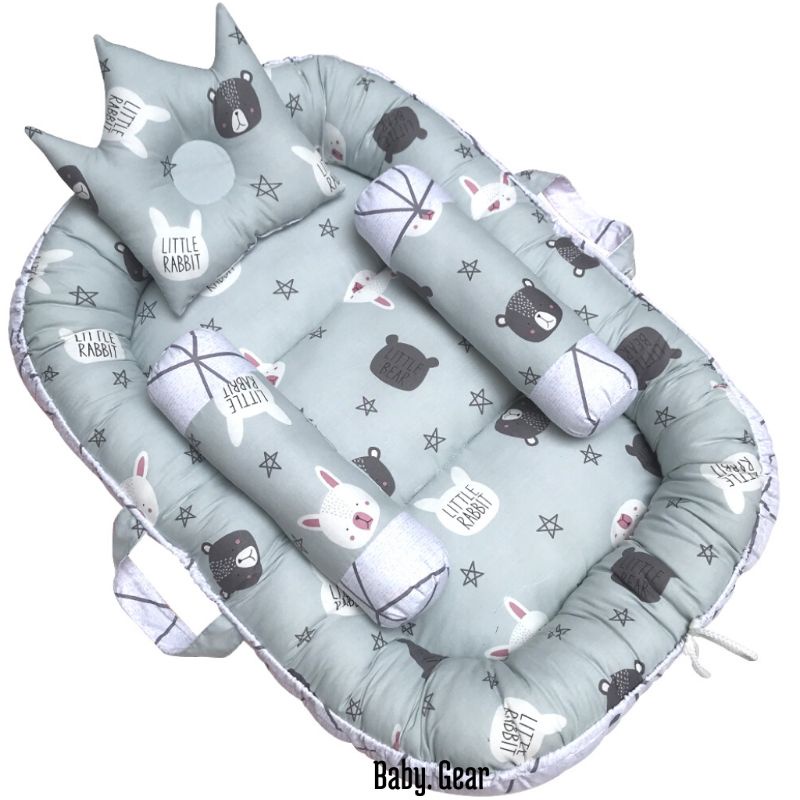 [ New Arrival ] Babynest kasur Bayi Portable | motif Bisa Bolak balik| bantal guling kelambu