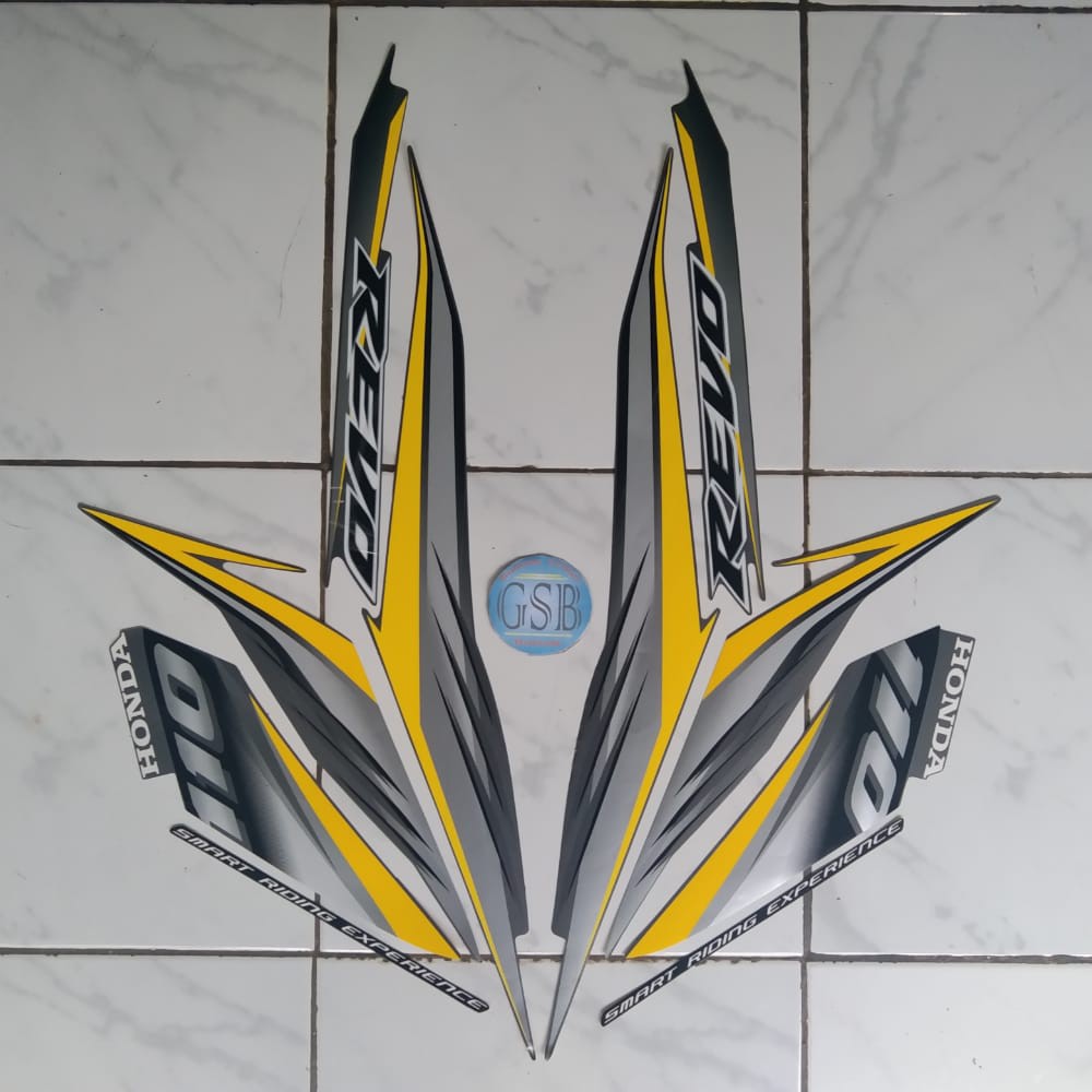 stiker striping motor revo cw 110 2009 kuning-abu
