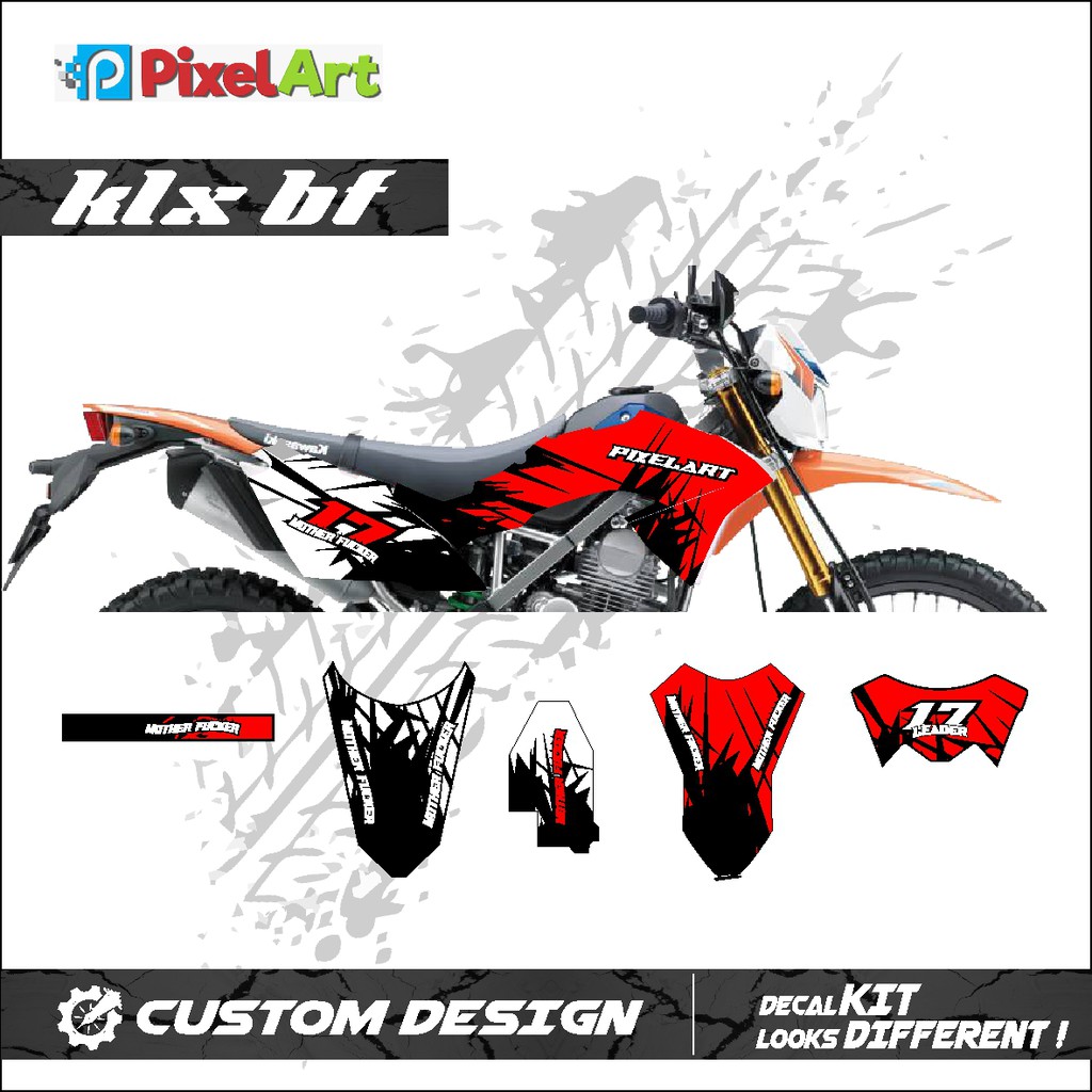 STICKER DECAL MOTOR KLX BF 150 WARNA MERAH STIKER FULL BODY PREMIUM QUALITY