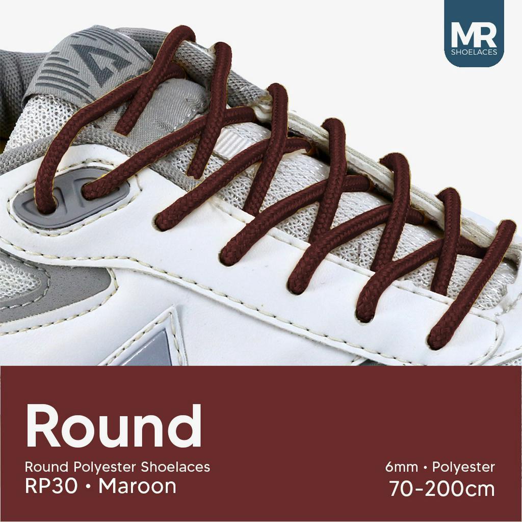 MR Shoelaces RP30 Maroon (Marun) Tali Sepatu Bulat Round Big 6mm Shoelaces 90cm 100cm 120cm 150cm 180cm-200cm Polyester