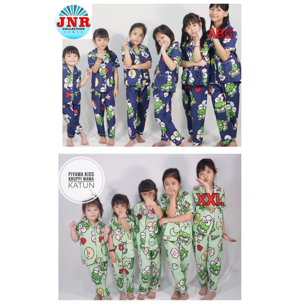 BAJU TIDUR IBU DAN ANAK KROPPI WAWA HIJAU DAN NAVY