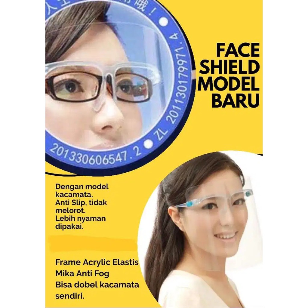 TERLARIS!!! READY STOCK!! FACE SHIELD KACAMATA TANPA KARDUS