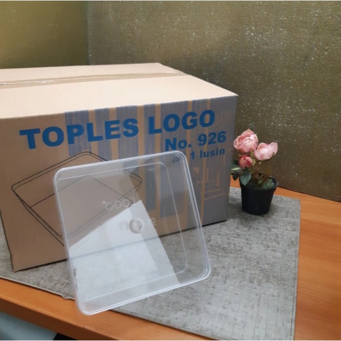 Toples Plastik Mika Persegi Kotak Dessert Box Kue Kering Coklat Permen Kacang Imlek Natal Lebaran 50