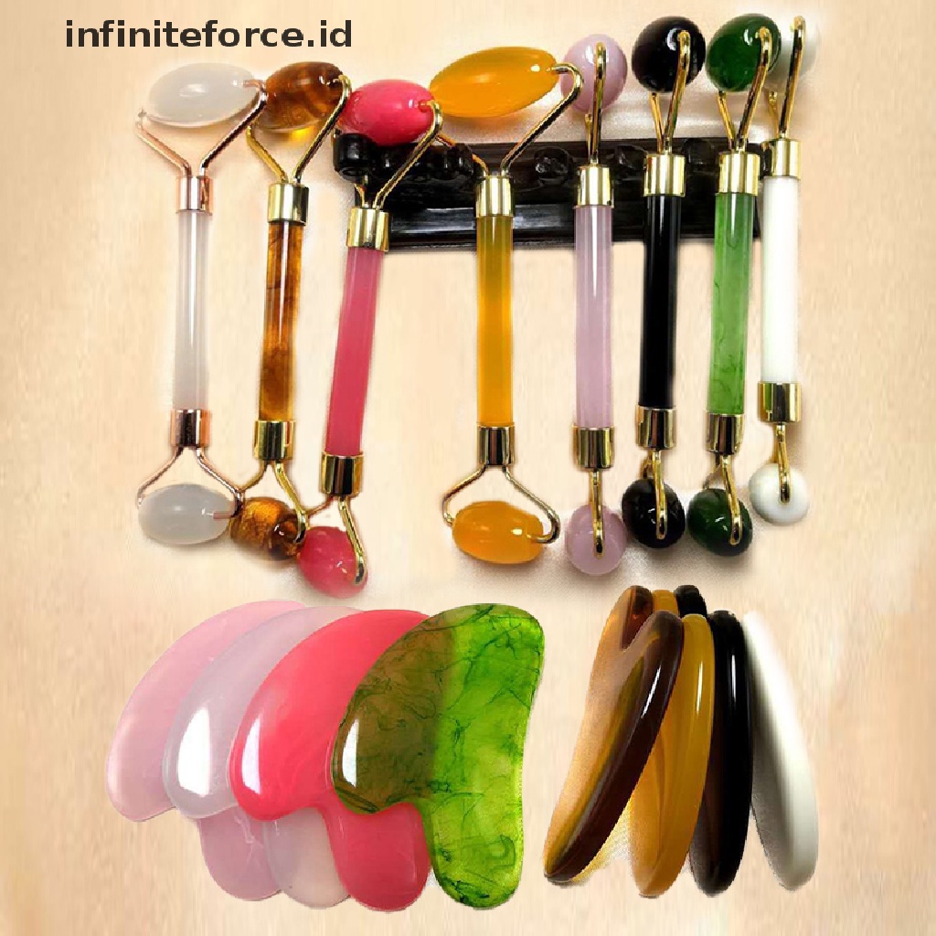 (infiniteforce.id) 2pcs / Set Alat Pijat Roller Gua Sha Untuk Pelangsing / Pengencang Kulit Wajah / Tubuh