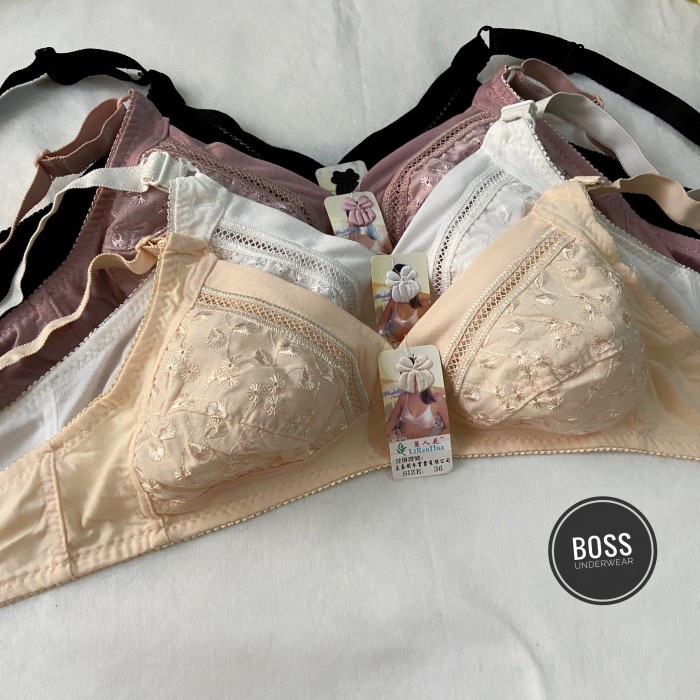 Bra BH Tanpa Busa Pink Putih