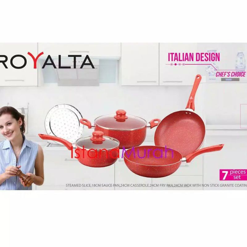 Royalta , HC 11 PCS  , Panci antilengket , Italian Cookware , kukus , SET 7 pcs