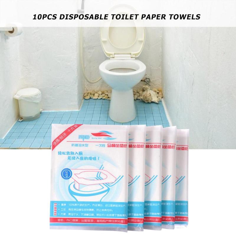 10pcs/set Disposable Toilet Seat Cover Travel Portable Toilet Alas Duduk Kamar Mandi Pembalut Kertas Pad Dissolved In Water