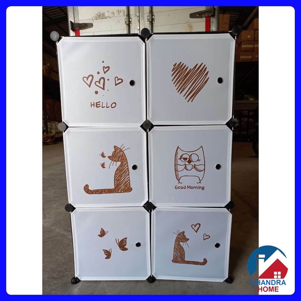Lemari Plastik 6 Pintu / Lemari Pakaian Portable / Lemari Plastik Karakter
